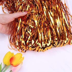 img 1 attached to 🎉 GILF 2 Packs of 3.3ft x 8.2ft Shimmer Foil Fringe Tinsel Curtain in Orange for Wedding, Bridal Shower, Birthday Party, Baby Shower, Graduation - Photobooth Backdrop Decoration Props