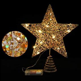 img 3 attached to STOBOK Christmas Tree Topper - 12 Inch Golden Colorful Lighted Xmas Star for Festive Holiday Decoration