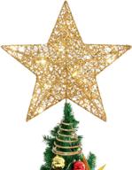 stobok christmas tree topper - 12 inch golden colorful lighted xmas star for festive holiday decoration logo