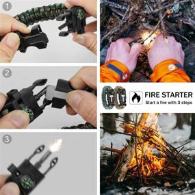 img 1 attached to 🔪 WUQID Paracord Survival Bracelet: Loud Whistle, Emergency Compass, Fire Starter & Knife - For Hiking, Camping, Fishing, Hunting (2 Pack)