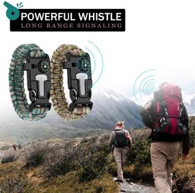 img 2 attached to 🔪 WUQID Paracord Survival Bracelet: Loud Whistle, Emergency Compass, Fire Starter & Knife - For Hiking, Camping, Fishing, Hunting (2 Pack)