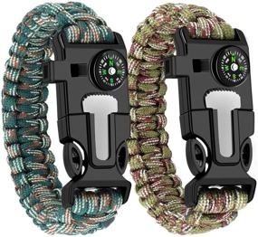 img 4 attached to 🔪 WUQID Paracord Survival Bracelet: Loud Whistle, Emergency Compass, Fire Starter & Knife - For Hiking, Camping, Fishing, Hunting (2 Pack)