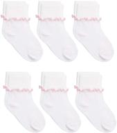 🧦 adorable pack of 6 country kids girls' cotton rich sweet ripple ruffle edge turn cuff socks! logo