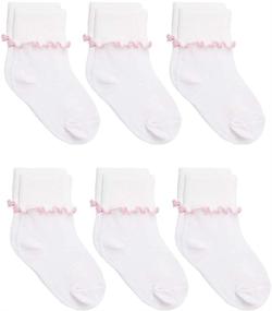 img 2 attached to 🧦 Adorable Pack of 6 Country Kids Girls' Cotton Rich Sweet Ripple Ruffle Edge Turn Cuff Socks!