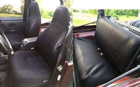 img 4 attached to Custom-fit Neoprene Seat Cover Set for 1997-2002 Jeep Wrangler TJ (Front & Rear Seats) in Black - GEARFLAG