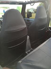 img 1 attached to Custom-fit Neoprene Seat Cover Set for 1997-2002 Jeep Wrangler TJ (Front & Rear Seats) in Black - GEARFLAG
