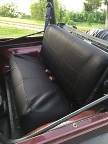 img 2 attached to Custom-fit Neoprene Seat Cover Set for 1997-2002 Jeep Wrangler TJ (Front & Rear Seats) in Black - GEARFLAG