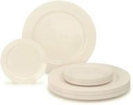 🍽️ 50 pack of heavyweight premium disposable plastic plates by occasions - includes 25 dinner plates (10.5'') and 25 cake plates (6.25'') - plain ivory color logo