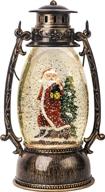 🎅 lighted santa claus snow globe lantern: christmas spinning water glitter decoration and gift логотип