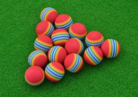 img 2 attached to 🐱 Fasmov 30 Pack Rainbow Cat Toy Balls: Soft EVA Foam Indoor Interactive Kittens' Favorite Toys, Golf Practice Balls for Backyard Hitting Mat, Soft for Children and Pets