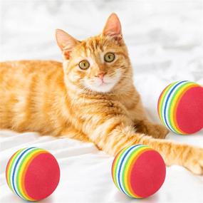 img 4 attached to 🐱 Fasmov 30 Pack Rainbow Cat Toy Balls: Soft EVA Foam Indoor Interactive Kittens' Favorite Toys, Golf Practice Balls for Backyard Hitting Mat, Soft for Children and Pets