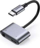 🎧 ugreen адаптер usb c на 3.5 мм для наушников и зарядное устройство: 2-в-1 тип c для aux jack с зарядкой pd 30 вт. совместим с samsung s21, s20 ultra, note10 plus, pixel 5, 4 xl, ipad pro 2021, 2020, air 4. логотип