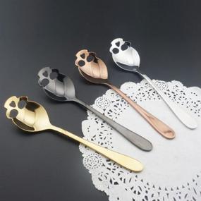 img 1 attached to 🍴 Set of 6 Black Skull Sugar Spoon Dessert, Tea, Coffee Stirring Spoons - 304 Stainless Steel
