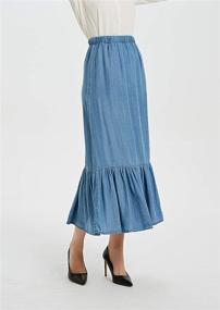 img 1 attached to Stylish Tronjori Womens Tencel Denim Long Midi Skirt with Pleated Hem - Effortlessly Elegant and Versatile