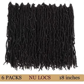 img 4 attached to FORCUTEU 6-Packs Pre-Looped Bomb Wavy Goddess Locs Crochet Hair 18 inches Synthetic Braiding Hair Extension (Color: 1B)