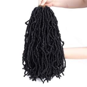 img 3 attached to FORCUTEU 6-Packs Pre-Looped Bomb Wavy Goddess Locs Crochet Hair 18 inches Synthetic Braiding Hair Extension (Color: 1B)