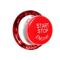 kanuoc car start stop button cover with carbon fiber button ring sticker replacement parts logo