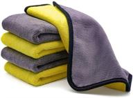 🧽 ultra-thick microfiber cleaning cloths - 5 pack multipurpose household kitchen towels, absorbent dust cloths for kitchen, car, glass, and stainless steel - yellow logo