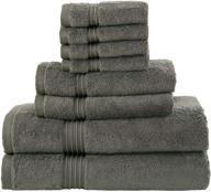 🛀 bliss casa 8 piece towel set - 600 gsm 100% combed cotton - quick dry, highly absorbent, thick bath towels - soft hotel quality for bath, spa - includes 2 bath towels, 2 hand towels, and 4 washcloths (grey) logo