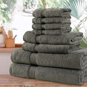 img 2 attached to 🛀 Bliss Casa 8 Piece Towel Set - 600 GSM 100% Combed Cotton - Quick Dry, Highly Absorbent, Thick Bath Towels - Soft Hotel Quality for Bath, Spa - Includes 2 Bath Towels, 2 Hand Towels, and 4 Washcloths (Grey)