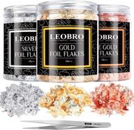 🌟 leobro 30g metallic foil flakes: enhance your resin, nail art, slime, soap, and crafts with gold, silver, and rose gold leaf foil flakes! includes tweezers for easy application. logo