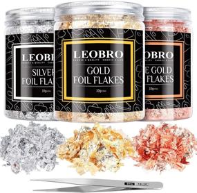 img 4 attached to 🌟 LEOBRO 30g Metallic Foil Flakes: Enhance Your Resin, Nail Art, Slime, Soap, and Crafts with Gold, Silver, and Rose Gold Leaf Foil Flakes! Includes Tweezers for Easy Application.