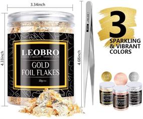 img 3 attached to 🌟 LEOBRO 30g Metallic Foil Flakes: Enhance Your Resin, Nail Art, Slime, Soap, and Crafts with Gold, Silver, and Rose Gold Leaf Foil Flakes! Includes Tweezers for Easy Application.