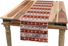 img 1 attached to 🎄 Ambesonne Christmas Table Runner: Norwegian Scandinavian Vintage Style, Reindeer & Striped Flower Design, 16" X 72", White Red