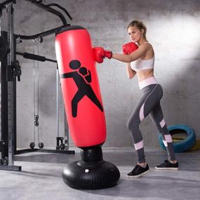 img 4 attached to 🥊 MYYAGEW Free Standing Water Base Pump Inflatable Punching Bag for Kids, Youth, and Adults - Boxing Toy, Exercise Equipment, and Stress Relief Tool