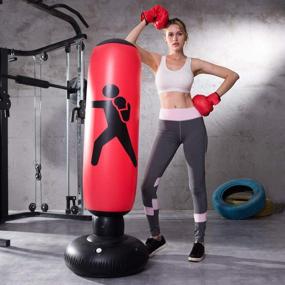 img 1 attached to 🥊 MYYAGEW Free Standing Water Base Pump Inflatable Punching Bag for Kids, Youth, and Adults - Boxing Toy, Exercise Equipment, and Stress Relief Tool