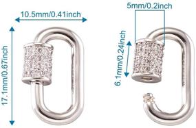 img 2 attached to 🔐 Pandahall 5pcs Mini Oval Real Platinum Plated Screw Locking Carabiner Keychain Clip with Micro Pave Cubic Zirconia – Premium Brass Quick Link Clasps for Jewelry Making Supplies