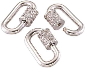 img 3 attached to 🔐 Pandahall 5pcs Mini Oval Real Platinum Plated Screw Locking Carabiner Keychain Clip with Micro Pave Cubic Zirconia – Premium Brass Quick Link Clasps for Jewelry Making Supplies