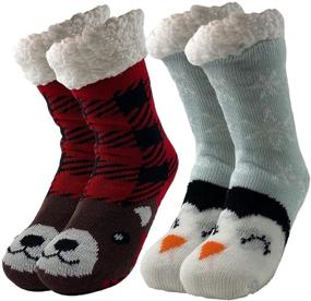 img 4 attached to 🏠 Cozy Treehouse Slipper Grippers: Thermal Sherpa Boys' Clothing for Non-slip Comfort - Socks & Hosiery