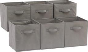 img 4 attached to Convenient and Compact: Amazon Basics 6-Pack Gray Fabric Storage Cubes with Handles
