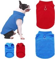 🐶 lkex 2 pack dog fleece vest, cozy soft winter coat，warm dog apparel for cold weather, small dog pullover fleece jacket sweater with leash ring (m, blue & red) логотип