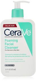 img 4 attached to CeraVe Foaming Facial Cleanser: All-in-One Makeup Remover and Daily Face Wash for Oily Skin, Paraben & Fragrance Free - 16 Fl Oz