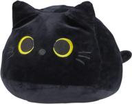 🐱 kawaii black cat plush pillow: cute cat stuffed animal for sofa decoration and christmas gift, ideal for adults, kids, girls, and boys logo