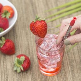 img 2 attached to 🍓 STRAWBERRY STRAWS: Reusable Stainless Steel Straw with Silicone Tip - Eco-Friendly, Collapsible - Includes Case, Pom-Pom Keychain, Cleaning Brush - Strawberry Red