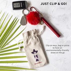 img 1 attached to 🍓 STRAWBERRY STRAWS: Reusable Stainless Steel Straw with Silicone Tip - Eco-Friendly, Collapsible - Includes Case, Pom-Pom Keychain, Cleaning Brush - Strawberry Red