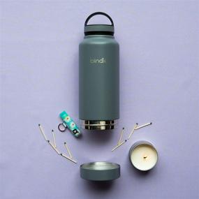 img 1 attached to 🧊 24oz Grey Bindle Bottle: Stainless Steel, Double Walled & Vacuum Insulated Water Bottle with Storage/Stash Compartment. Drinks Stay Cold for 24 Hours, Hot for 12.