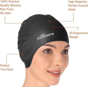 img 3 attached to Firesara Swim Cap: Updated Design for Ultimate Comfort, Ear Protection & Versatile Use - Perfect for Women, Kids, Men & Adults with Long or Short Hair - Includes Nose Clip and Ear Plugs