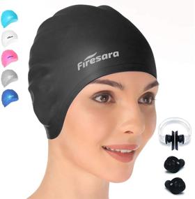 img 4 attached to Firesara Swim Cap: Updated Design for Ultimate Comfort, Ear Protection & Versatile Use - Perfect for Women, Kids, Men & Adults with Long or Short Hair - Includes Nose Clip and Ear Plugs