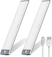 🔦 wireless motion sensor closet light, ultra thin 54 leds under cabinet lighting, rechargeable usb powered 2500mah, softer bright magnetic motion light bars for kitchen bedroom wardrobe(2packs) логотип