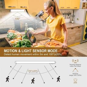 img 3 attached to 🔦 Wireless Motion Sensor Closet Light, Ultra Thin 54 LEDs Under Cabinet Lighting, Rechargeable USB Powered 2500mAh, Softer Bright Magnetic Motion Light Bars for Kitchen Bedroom Wardrobe(2Packs)