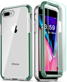 img 4 attached to 📱 COOLQO iPhone 8 Plus/iPhone 7 Plus/iPhone 6S/6 Plus Case with Tempered Glass - Complete 360° Protection in Clear Green Design