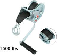 🚤 fekuar 1500lbs hand winch with hook &amp; 20&#39; strap for easy manual trailer and boat pulling/towing logo