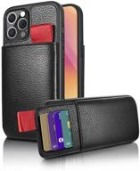 📱 lameeku wallet case with credit card slot holder for iphone 12/12 pro 6.1"-black | leather protective bumper cover design compatible with iphone 12 pro and iphone 12 logo