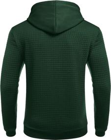 img 2 attached to Stylish COOFANDY Men's Hooded Sweatshirt: Long Sleeve, Fashionable Gym Athletic Hoodies with Solid Plaid Jacquard Design & Convenient Pocket