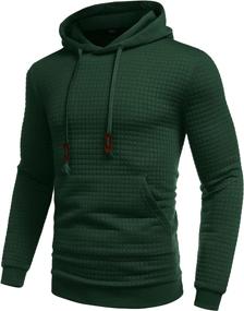 img 3 attached to Stylish COOFANDY Men's Hooded Sweatshirt: Long Sleeve, Fashionable Gym Athletic Hoodies with Solid Plaid Jacquard Design & Convenient Pocket