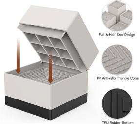 img 3 attached to Регулируемые квадратные подъемники мебели для кроватей - 8 пакетов бежевого цвета, выдерживающие тяжести до 1323 фунтов, высота подъема от 0,6 до 5,8 дюймов - идеально подходят для поддержки ножек дивана, стола, шкафа и стула.